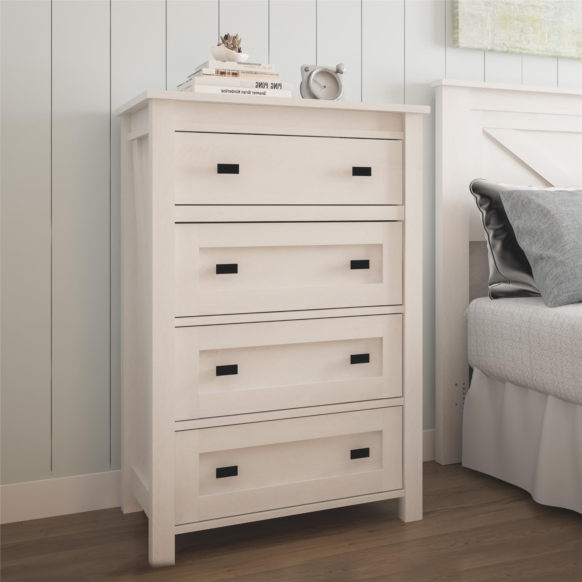 Ameriwood Home Farmington 4 Drawer Dresser Ivory Oak Walmart