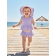 thumbnail image 6 of BemeyourBBs Toddler Baby Girl Striped Swimsuit Infant Bathing Suit 3 Pieces Swimsuits Bow Tank Top with Ruffle Shorts Set Sun Hat Rash Guard Swimwear Summer Beach Wear, 6 of 9