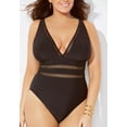 thumbnail image 5 of Swimsuits For All Women's Plus Size Tummy Control V Neck Lattice Plunge One Piece Swimsuit with Adjustable Straps, 5 of 5