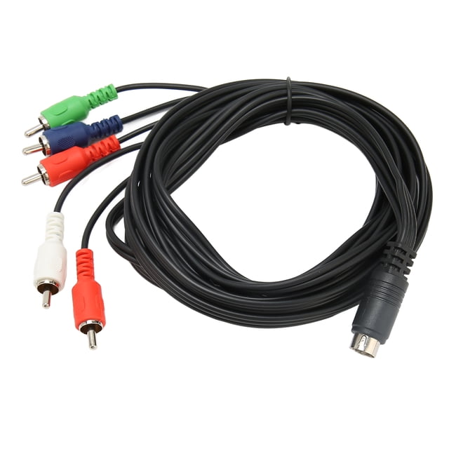 10 Pin AV DIN Cable, Red Green Blue And Red White Replacement 10 Pin DIN To 5 Cable Plug And Play For TVs For Projectors