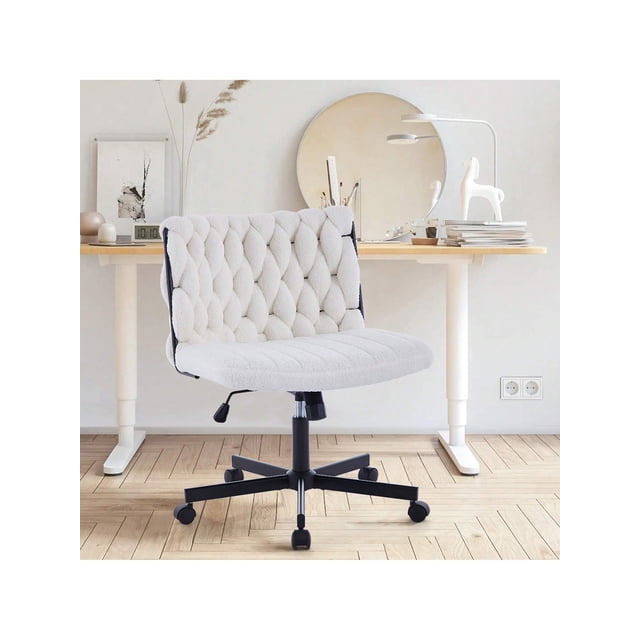 Qinaqin Criss-Cross Oficina Chair con Ruedas Ancho Seat Armless Moderno Swivel para en Casa o Makeup Vanity