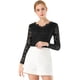thumbnail image 1 of INSPIRE CHIC Top de blusa de encaje de manga larga transparente con bordado floral para mujer Negro XL, 1 of 6