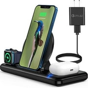 Wireless Charger Wireless Charging Station for Multiple Devices 3 in 1 Magnetic Charging Base for Phone, Watch and Headphones – Compatible with Apple Products – Convenient and Practical - Black