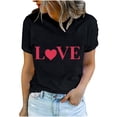 thumbnail image 1 of Diufon Hauts de la Saint-Valentin pour Femmes Décontracté Tendance Manches Courtes Col Rond Chemisier Imprimé Graphique Mignon, 1 of 5