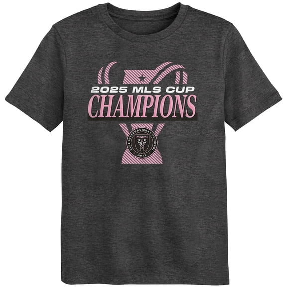 Preschool Fanatics Charcoal Inter Miami CF 2025 MLS Cup Champions Locker Room T-Shirt