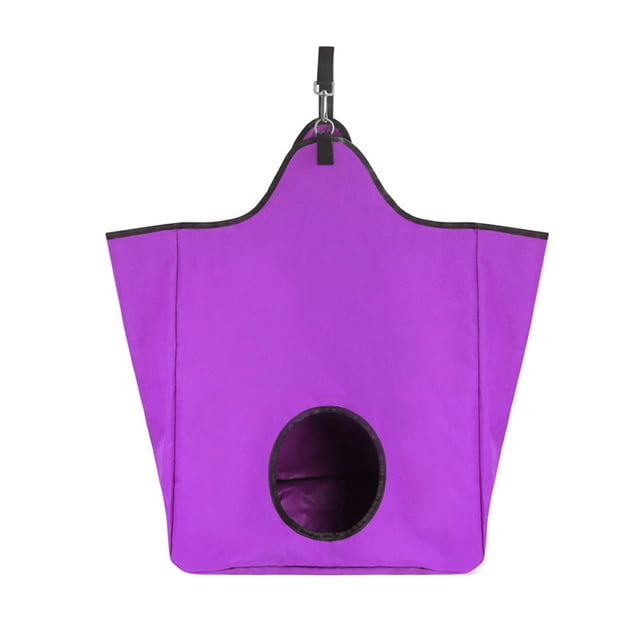 Greeniant Bolsa de alimentación lenta para animales, tela Oxford, bolsa colgante de gran capacidad, organizador reutilizable, alimentador Cuidado ecuestre y deportes Violeta