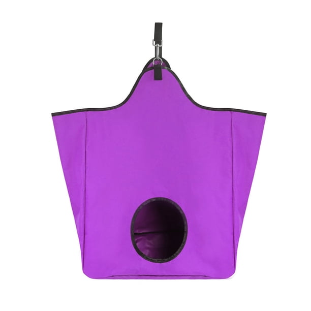 Eigraketly Bolsa de alimentación lenta para animales, tela Oxford, bolsa de gran capacidad para colgar, bolsa de almacenamiento de paja, bolso Cuidado ecuestre y deportes Violeta Eigraketly OD025172-03