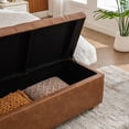 thumbnail image 6 of CQSXDA 60.2 Inch Wide Chenille Upholstered Storage Bench， Tufted Accent Ottoman for Living Room and Bedroom，Brown, 6 of 8