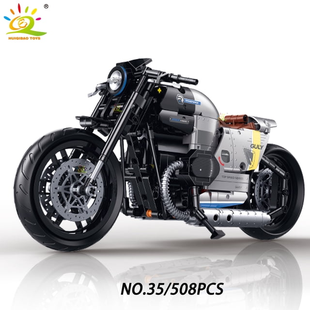 HUIQIBAO 1:8 Classic Motorbike Building Blocks High-tech Model Moto City Racer Bricks Toy for Kid Boy Children Adult MOC Car Set