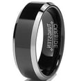 thumbnail image 2 of Metal Masters Mens 8mm Flat Top Two-Tone Black Tungsten Ring Wedding Band, 2 of 7