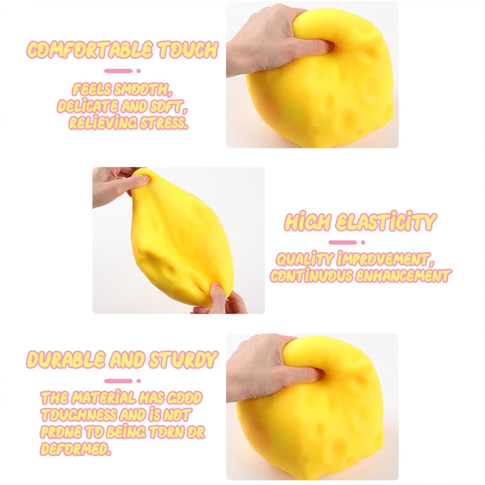 DCWNF 2.75" Big Cheese Squishy, Slow Rising Squeeze Cheese Squishy, Cute Sensory Fidget for Adults, Soft Rebounding Party Favor