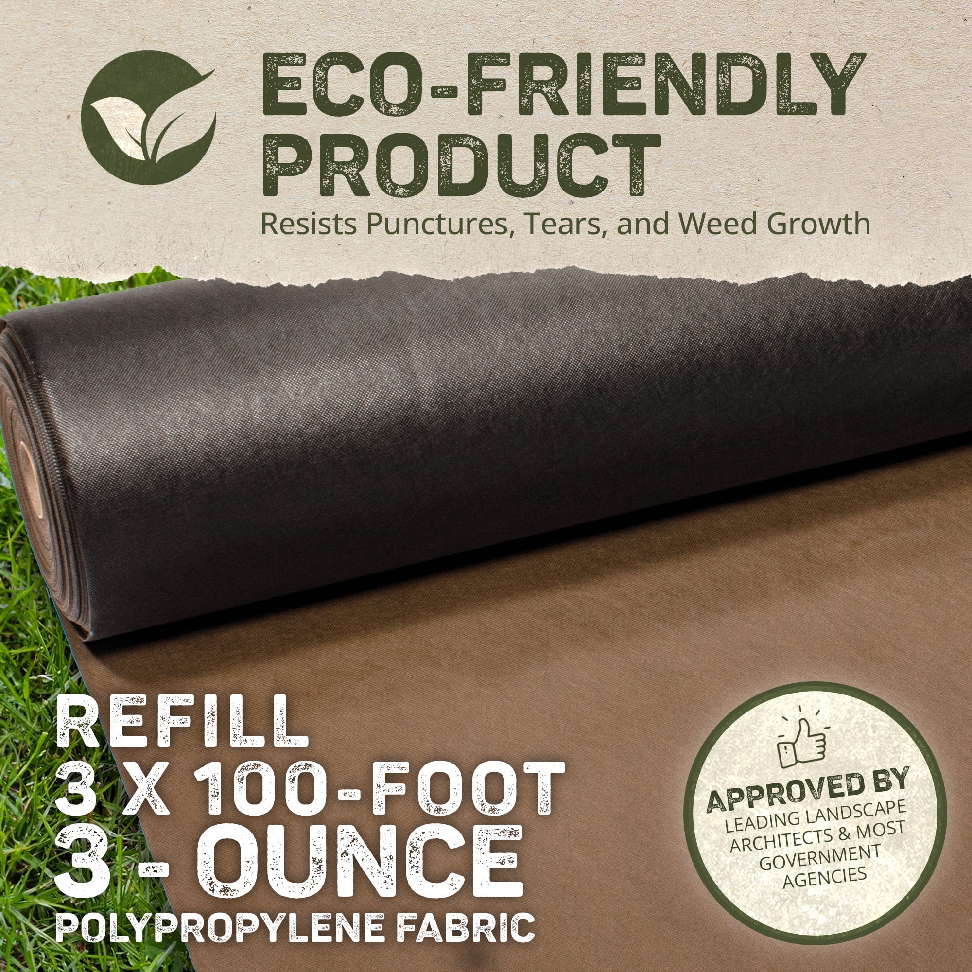 DeWitt 30 Year Professional Weed Control Barrier Fabric 3 oz, Brown, 3 x 100 Feet