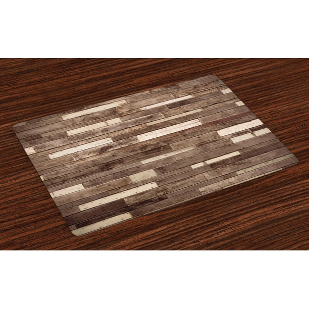 Wooden Placemats Set of 4 Wall Floor Textured Planks Panels Picture Art