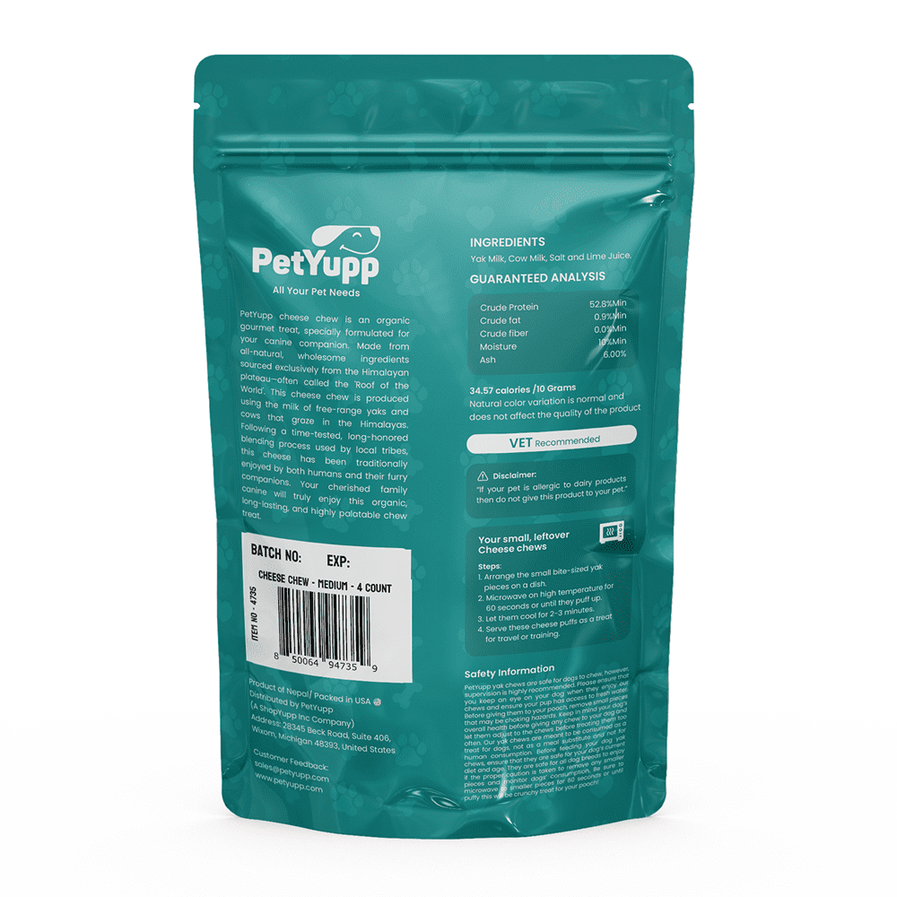 PetYupp Himalayan Yak Cheese Dog Chew Treats Medium Breed 4 Count