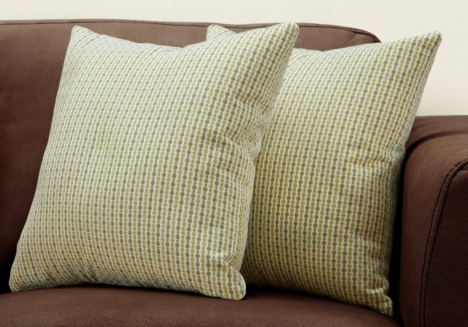 Monarch Specialties Pillows, Set Of 2, 18 X 18 Square, Insert Included, Decorative Throw, Accent, Sofa, Couch, Bedroom, Polyester, Hypoallergenic, Green, Modern
