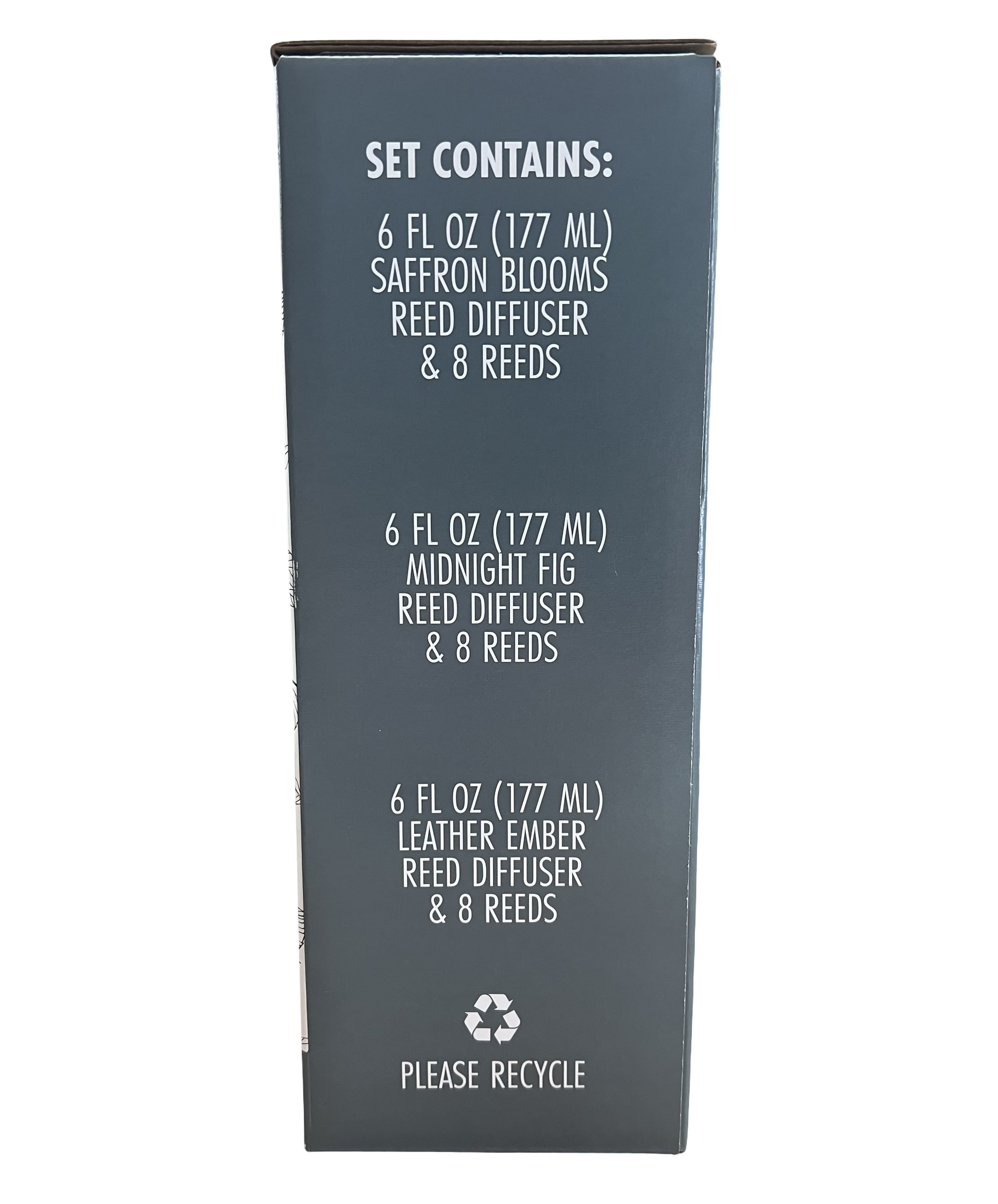 Bellevue Reed Diffuser Set Variety, 6 Fluid Ounce (8 Reeds Included) - Saffron Blooms, Midnight Fig, Leather Ember
