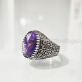 thumbnail image 3 of Purple Copper Turquoise Mans Ring, Natural Copper Turquoise, Silver Jewelry, 925 Silver Ring, Birthday Gift, Heavy Mens Ring, Arabic Design, Ottoman Style Ring, Christmas, Turkey Mens Signet Ring, 3 of 7