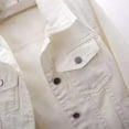 thumbnail image 5 of Clearance!Uooqdmx Jean Jacket Women Denim Jacket for Women 3/4 Sleeve Colored Cropped Denim Jacket Light Jacket Lohas Time Coat Cropped Jacket White L, 5 of 5