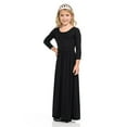thumbnail image 2 of Sngxgn Girls Ruffle Tiered Dress Long Sleeve Flowy A-Line Dress(Black,140), 2 of 5