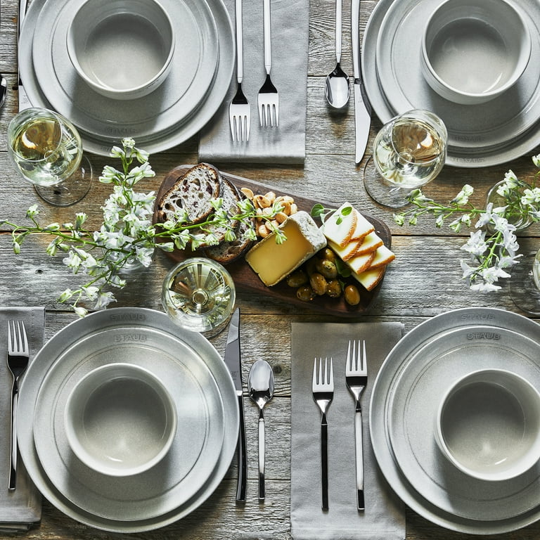 Staub Ceramic Dinnerware 12-pc Set - White Truffle - Walmart.com
