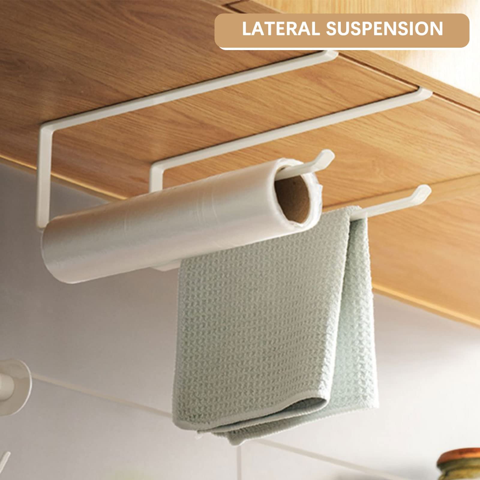 ASYTTY Kitchen Roll Holder No Drilling Required Sturdy Black Kitchen