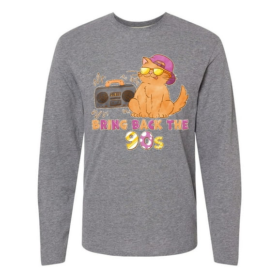Inktastic Bring Back The 90s Cool Orange Cat Long Sleeve T-Shirt