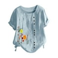 thumbnail image 4 of LYXSSBYX Clearance Plus Size Womens Shirts Women's Summer Casual Short Sleeve Flower Printing Loose Shirt Tops, 4 of 5