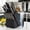 Black, variant on Kitchen knife set, 15 pieces, with wooden knife block, self-sharpening kitchen knife set, high carbon stainless steel hammered series knife block set (including steak knife)