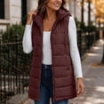 thumbnail image 4 of DISKEBUISS Women's Long Hooded Puffer Vest Sleeveless Quilted Mid-Length Padded Gilet with Pockets for Fall Winter, 4 of 8