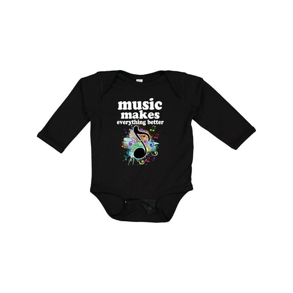 Inktastic Music Makes Everything Better Girls Long Sleeve Baby Bodysuit