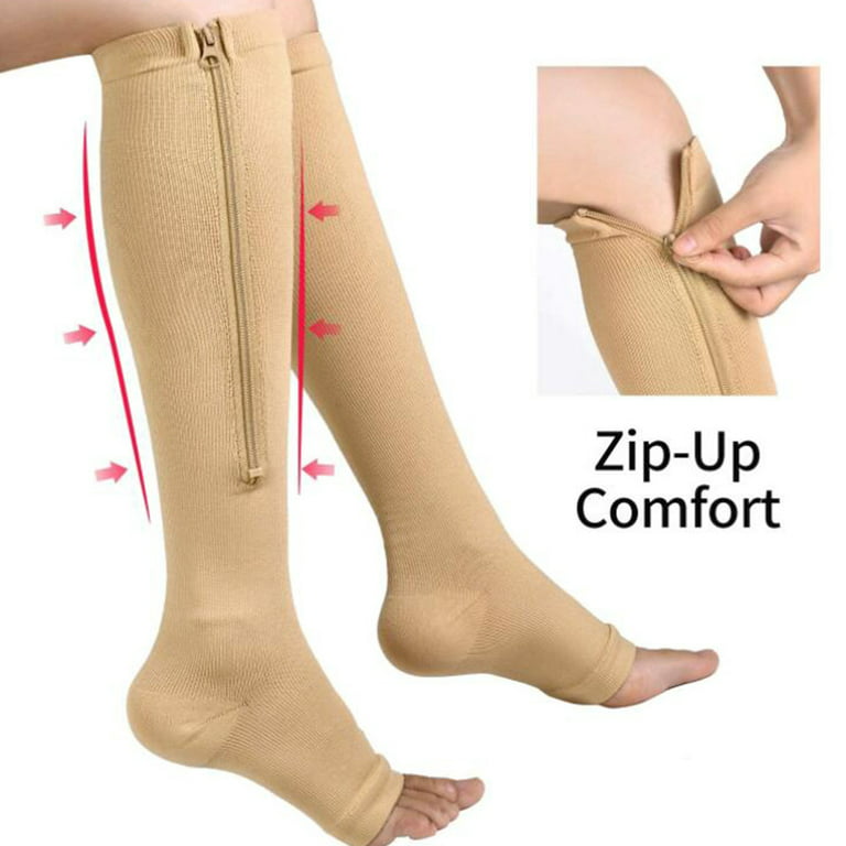 Frontwalk Zippered Compression Socks Medical Grade – Firm, Easy-On, (20-30  mmHg), Knee High, Open Toe, Best Stockings for Men and Women - Varicose  Veins, Post Surgery, Edema, Improve Circulation,Small 