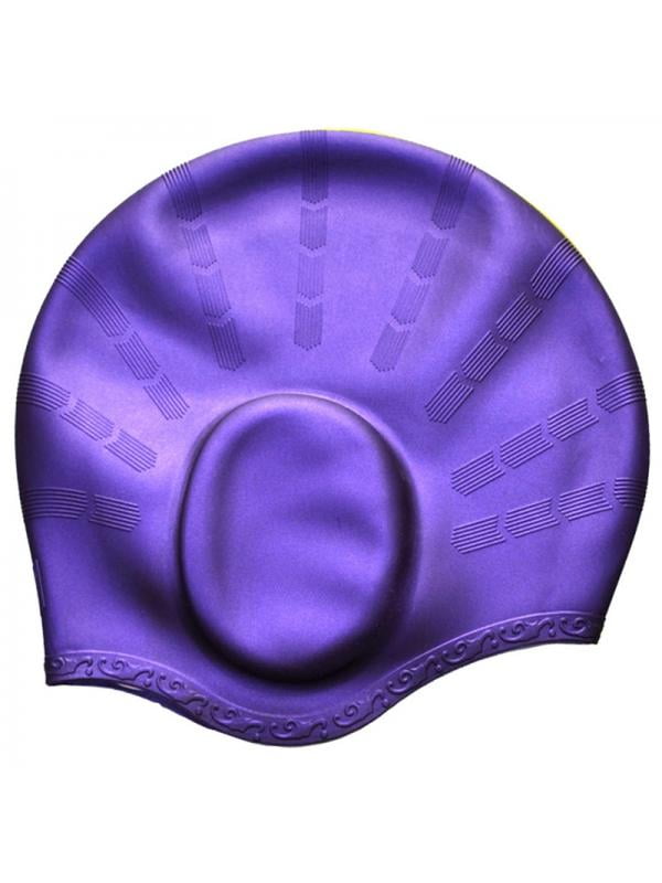 Swim Cap with Ear Pockets Protection, 100 Silicone Great Elasticity
