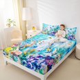 thumbnail image 3 of jejeloiu Watercolor Ocean Animal Bed Sheets For Girls,Tropical Fish Coral Full Size Sheets,Multicolor Blue,4 Pieces,1 Flat Sheet, 1 Fitted Sheet and 2 Pillowcases, 3 of 6