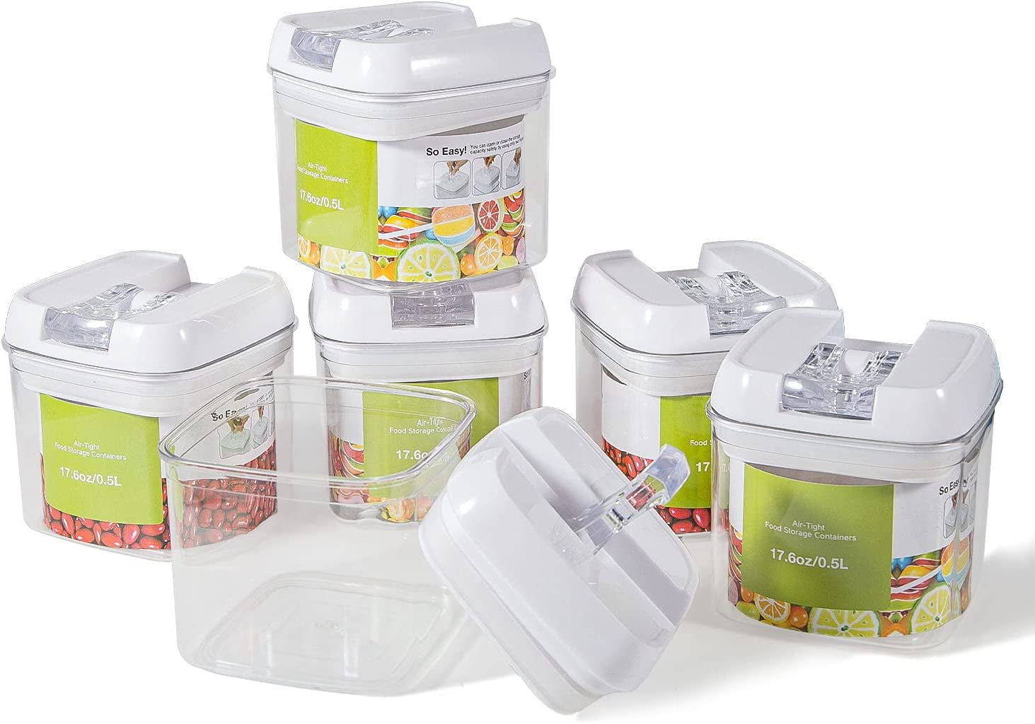 OUKANING 6 Pack Reusable Airtight Food Storage Container Set with Non