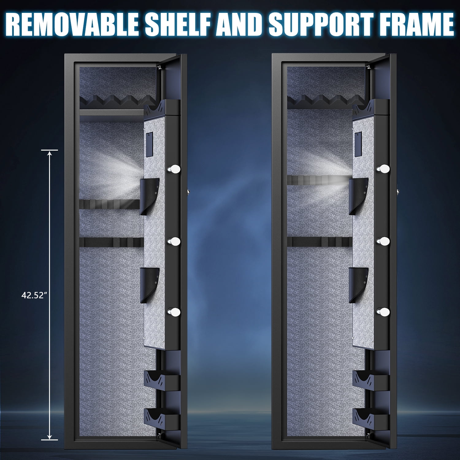 Omethey 5-7 Biometric Fingerprint with LCD Keypad, LED Light, 3 Adjustable Racks Gun Safes