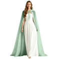 thumbnail image 3 of DuoJiaJ Adults Hooded Silk Cape, Tie Front Medieval Cloak Green Sizes One Size, 3 of 4