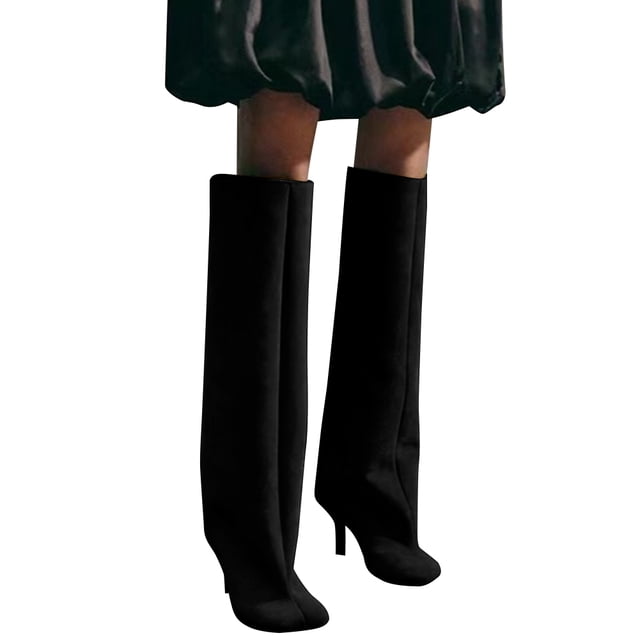 Botas Largas Ante para Mujer Hasta La Rodilla Punta Cuadrada Antideslizantes Otoño E Invierno