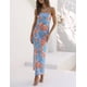 thumbnail image 4 of Vestido largo Realtix con estampado de satén de verano sin espalda para mujer, 4 of 6