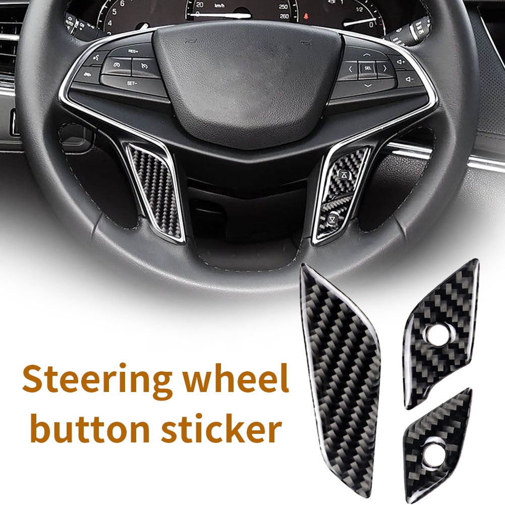 Star Home 3Pcs Carbon Fiber Steering Wheel Button Stickers Fit for