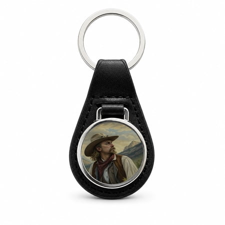 Buffalo Bill Wild West Metal Black Leather Keychain Buffalo Bill Wild West Metal Black Leather Keychain