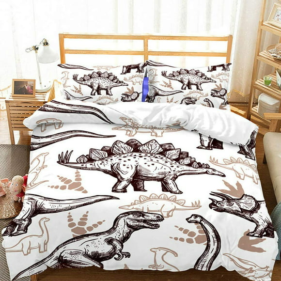 ZHH Dinosaur Duvet Cover Sets Kids' Bedding Set Ultra Soft Microfiber 3D Animal Pattern Boys Children's Quilt Cover Bedding Set, 1 Duvet Cover + 2 Pillowcases(Queen Size) Dinosaur1 Queen