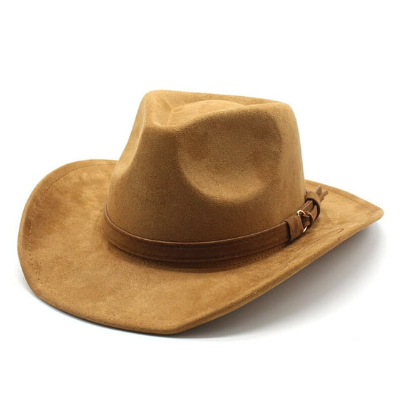 Western Wide Brim Wool Felt Hat for Men Women – Vintage Boho Cowboy Fedora Cap