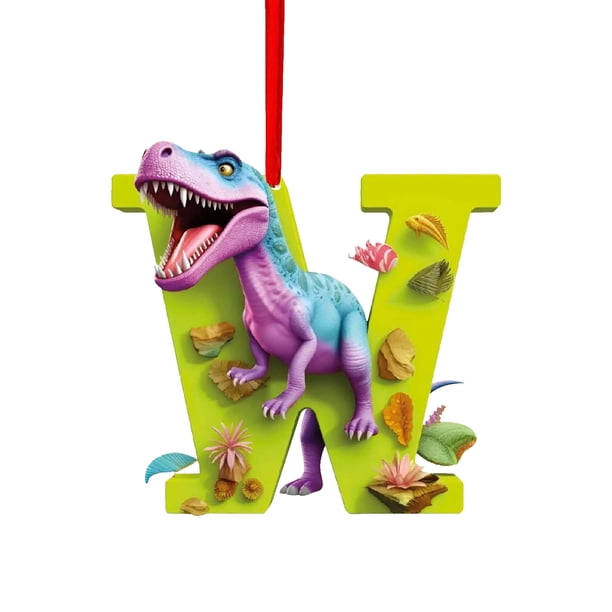 Adorno Navideño de Dinosaurio con La Letra 26 Del Alfabeto Inglés | Fácil de Colgar | Material Acrílico Reutilizable | Diseño Adorable | Crea Un Ambiente Festivo | Gran Variedad de Usos | Regalo Idea