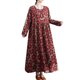 thumbnail image 1 of Vestido suelto de mujer con bolsillos Manga larga Impreso Vintage Casual Vestido de vacaciones MABOTO Vestido, 1 of 7