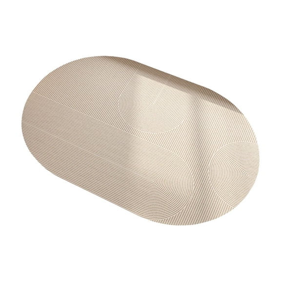 Stone Bath Mat Modern Abstract Ovals aceous Earth Super Absorbent Quick Drying Non Slip for Bathroom Kitchen