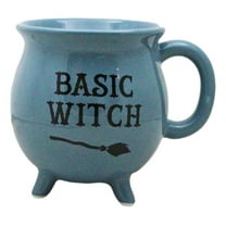 Wicca Magic Blue Basic Witch Broomstick Cauldron Ceramic Mug With Handle 16oz