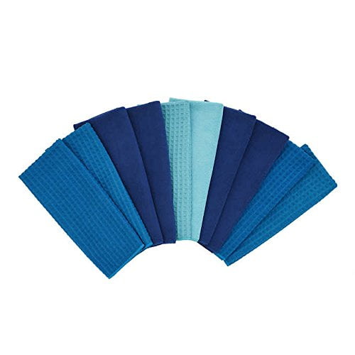 Town & Country Microfiber Kitchen Towels 10 Pack, Blue - NEW