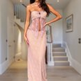 thumbnail image 3 of Top De Tubo + Falda Maxi Y2K Mujeres Bodycon Falda Conjunto Bustiers Encaje Sexy Tube Top + Maxi Falda (Rosa M) Kuymtek para Mujer Rosa T L, 3 of 6