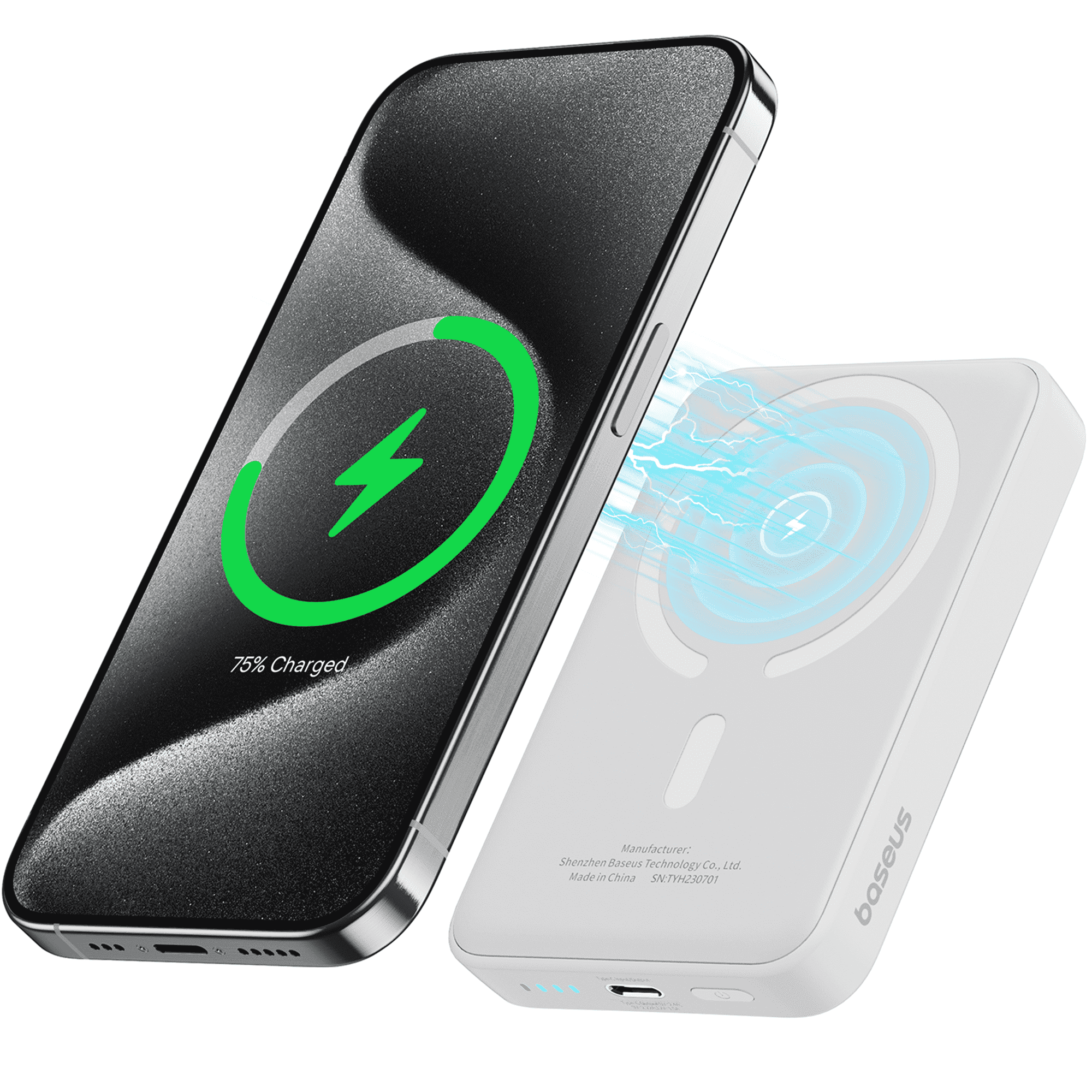 Baseus Magnetic 5000mAh Power Bank, Wireless Portable Charger for iPhone 17/16/15/14, Fast Charging Battery Pack, Gray