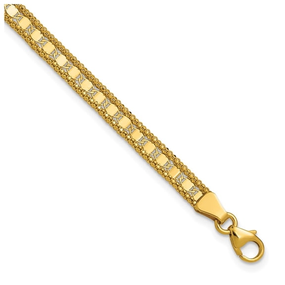 14k Yellow Gold Polished and Textured Fancy Bracelet